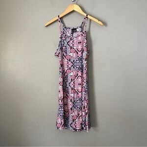 Ultra Flirt Pink and Blue Patterned Mini Dress